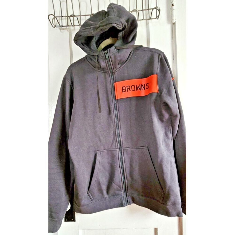 Nike Men's Sz Med Cleveland Browns fleece Hoodie gray jacket full zip cotton